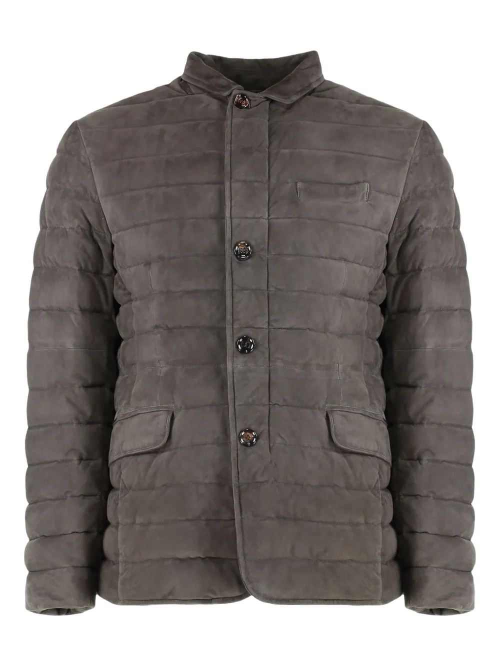 Moorer Zavyer Leather Padded Jacket In Brown