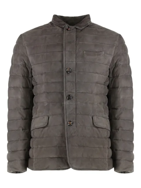 Moorer Zavyer quilted suede jacket