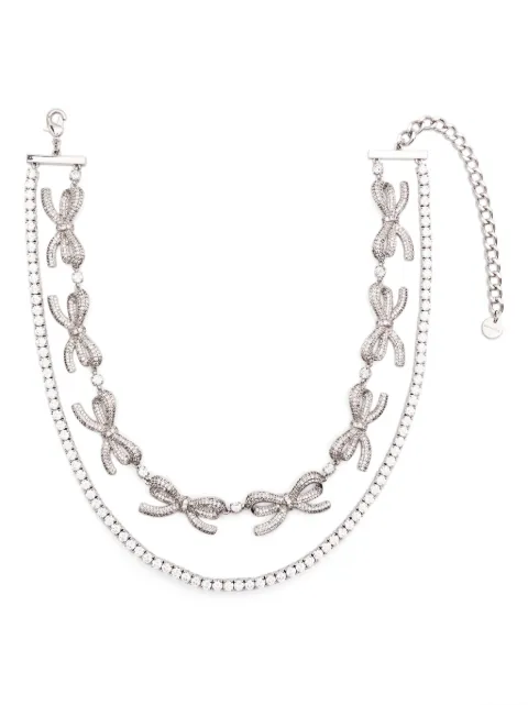 Self-Portrait crystal-bows necklace