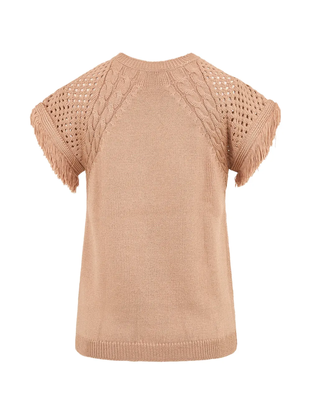 Moorer Kabelgebreide trui met franje Beige