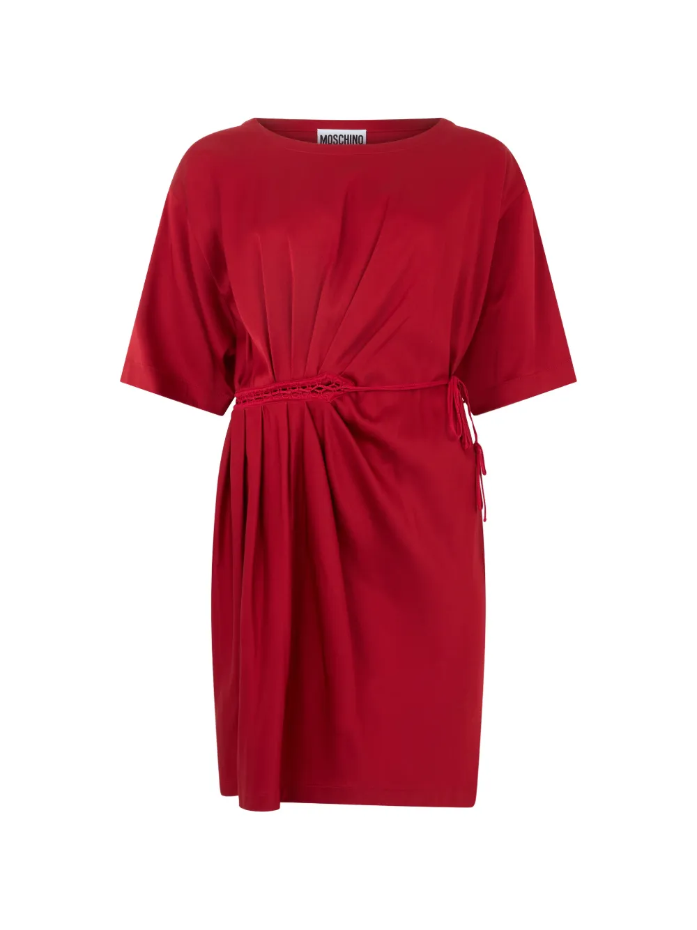 Moschino crochet-trim pleated mini dress - Rosso