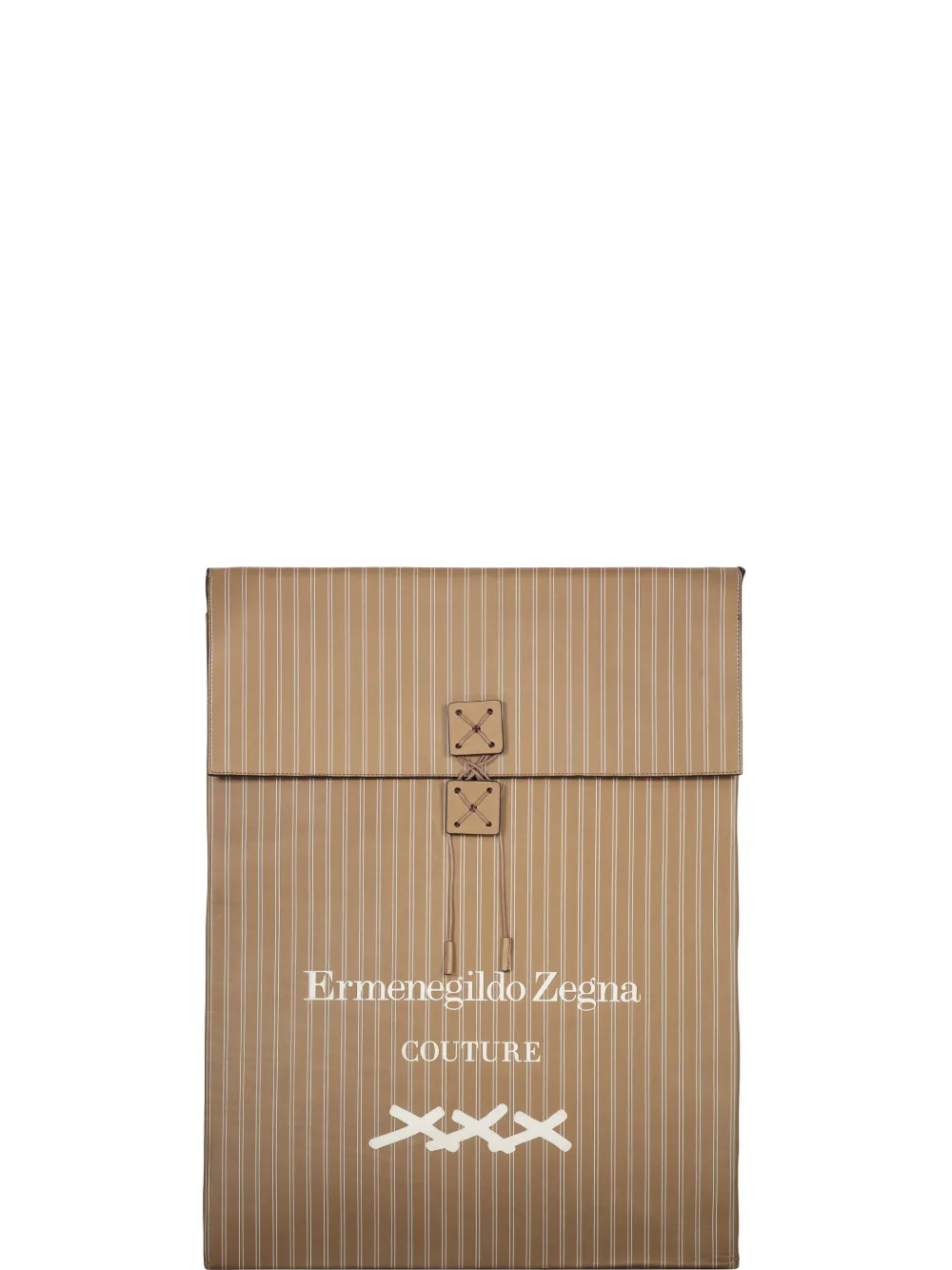 Zegna pinstripe-print leather tote bag - Marrone