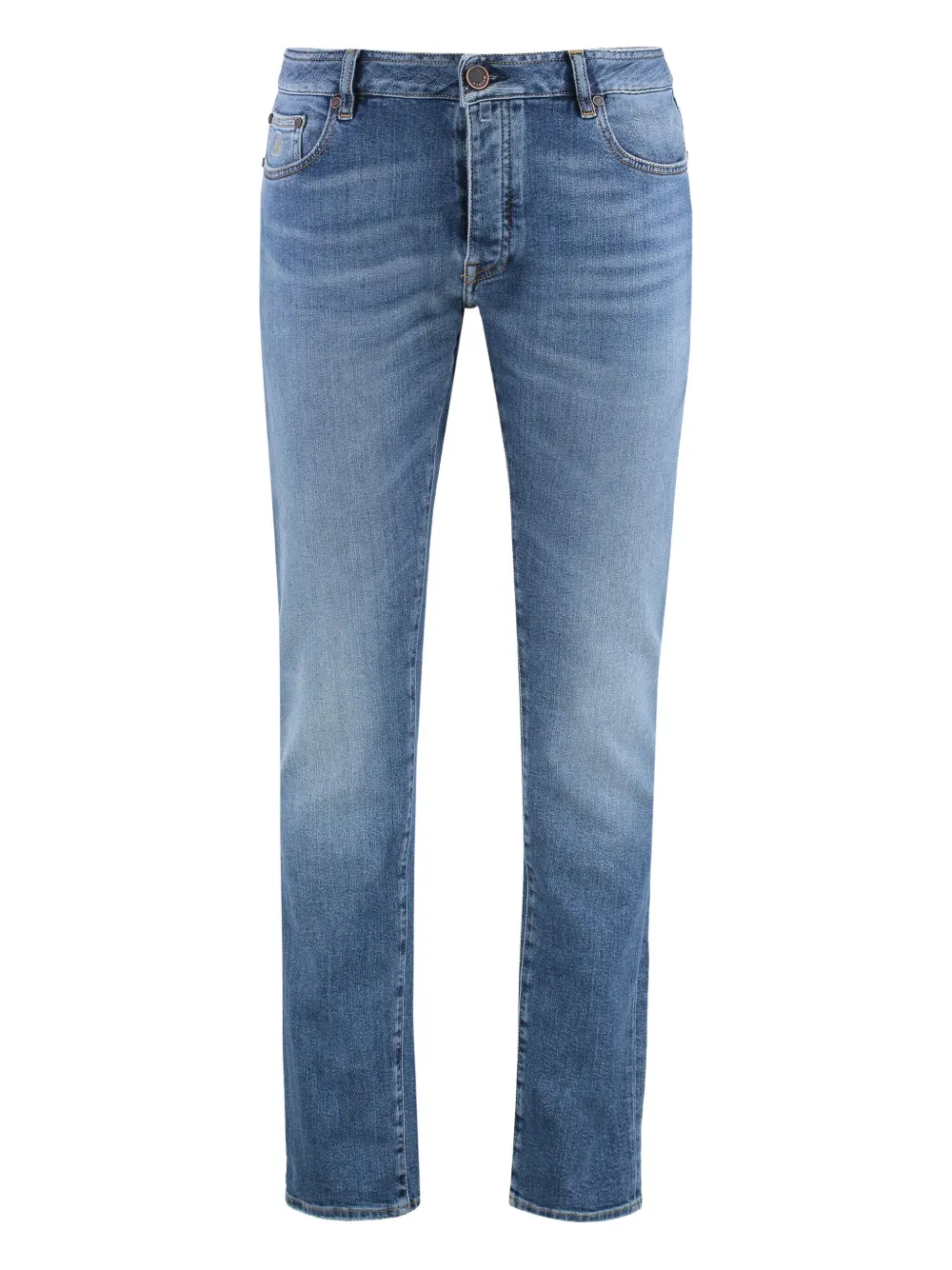 Moorer logo-patch five-pocket denim jeans Blauw
