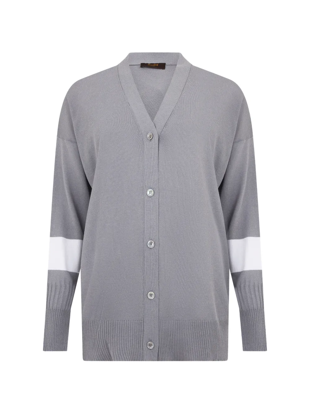 Moorer stripe-detail V-neck cardigan - Grigio