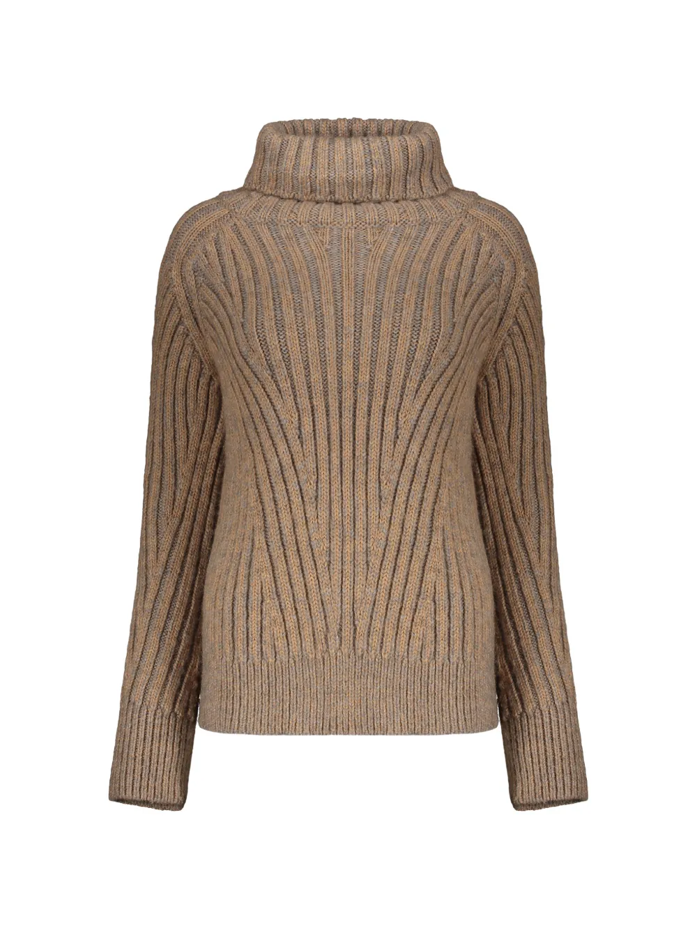 Moorer Misty Ribbed Roll-neck Sweater In Brown