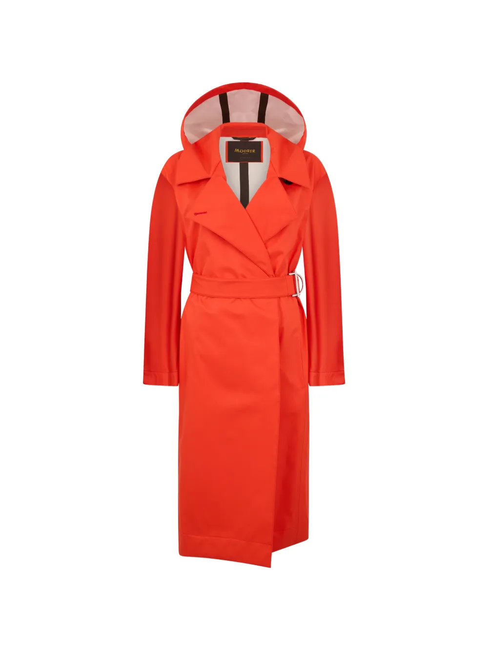 Moorer hooded belted coat - Orange