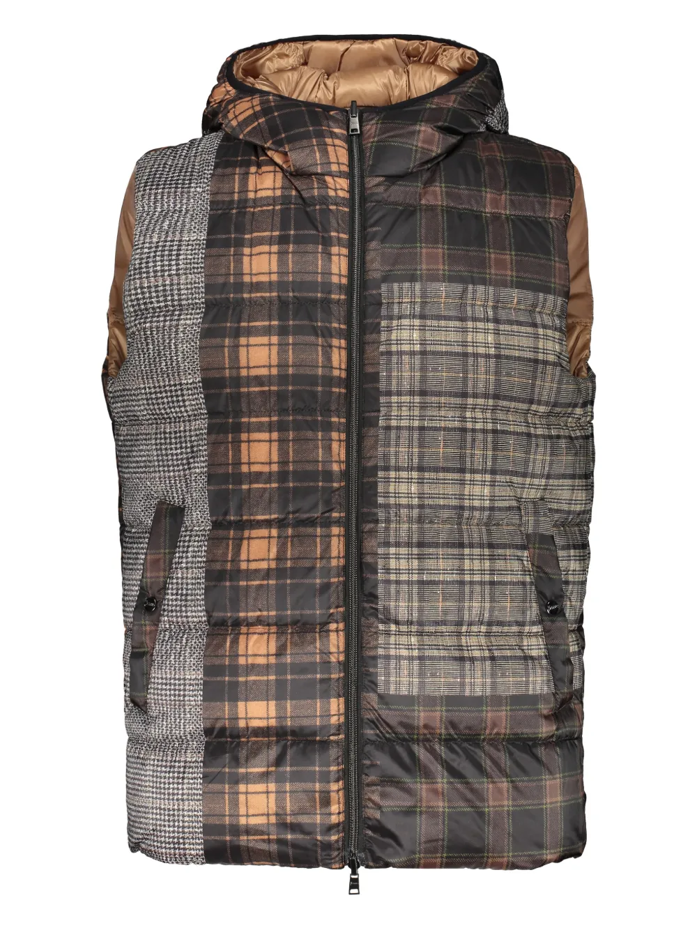 Herno hooded patchwork gilet | Brown | Image 1