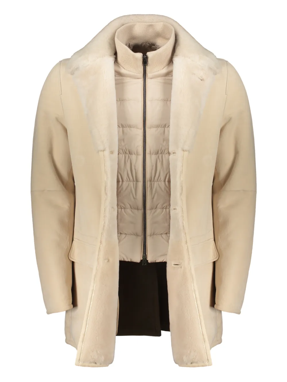 Herno Buttoned Coat In Neutral