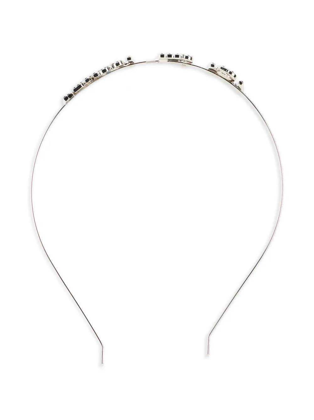 RED(V) rhinestone headband - Argento