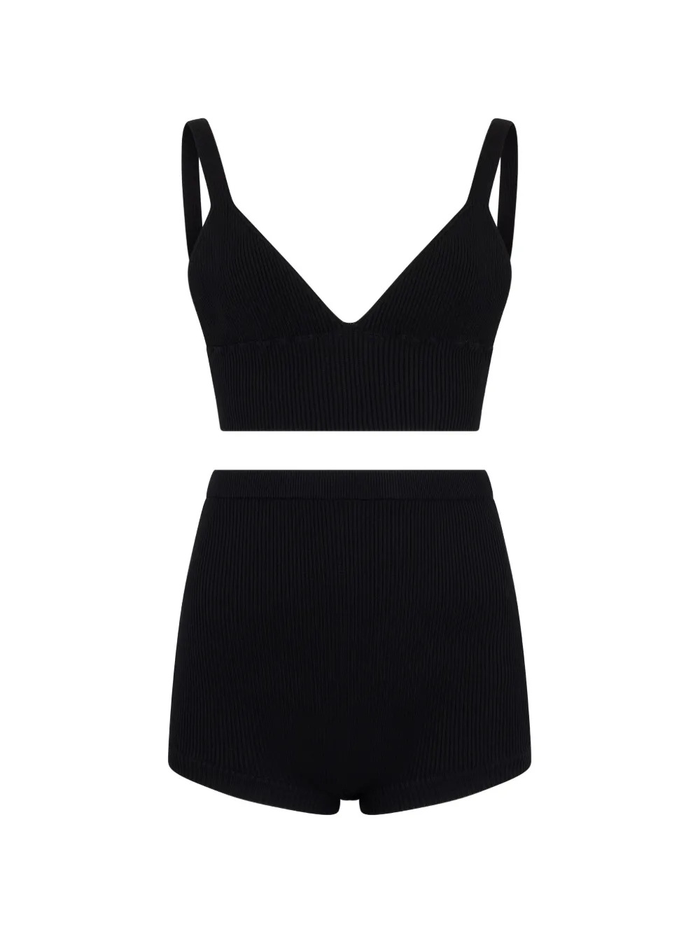 Valentino Garavani ribbed v-neck top and shorts set - Nero