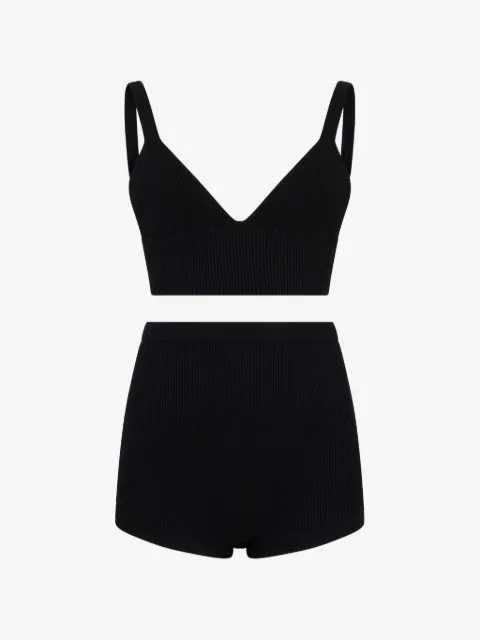 RED Valentino ribbed v-neck top and shorts set