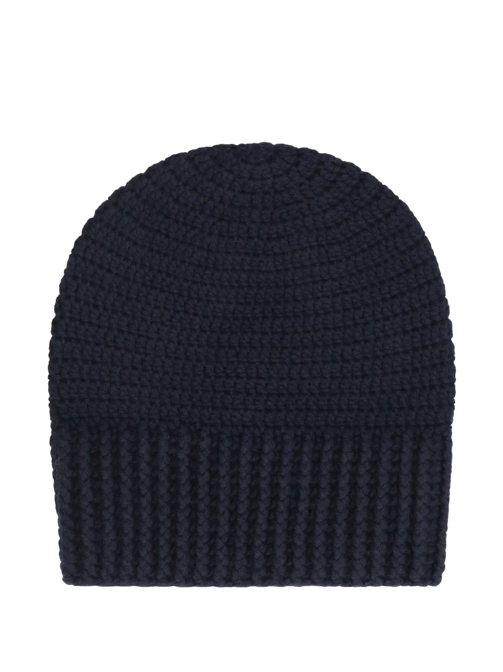 crochet-knit beanie