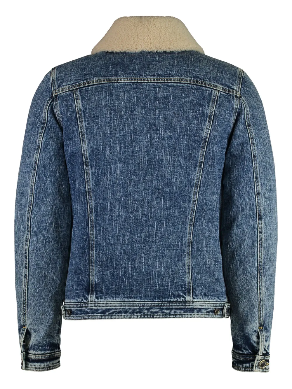 Moorer sheepskin-trimmed denim jacket Blauw