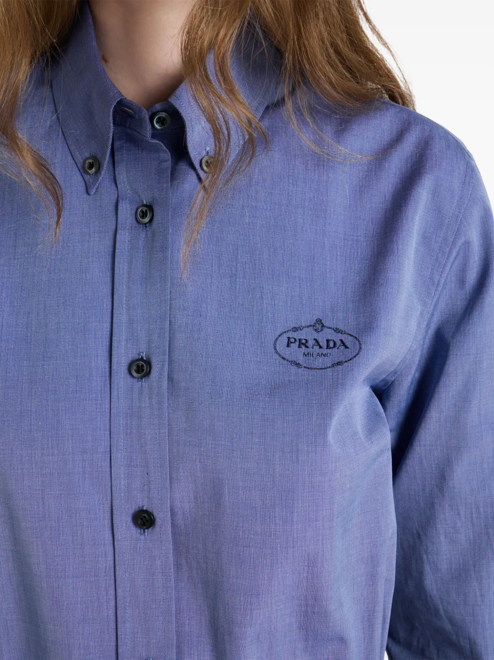 Shop Prada Poplin Shirt In Blue