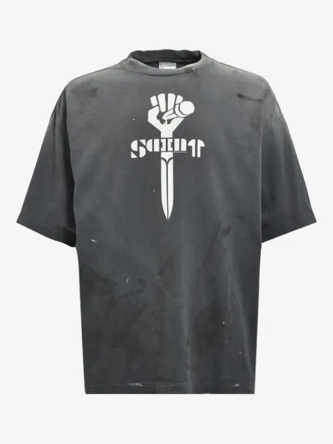 SAINT MXXXXXX fist-graphic T-shirt