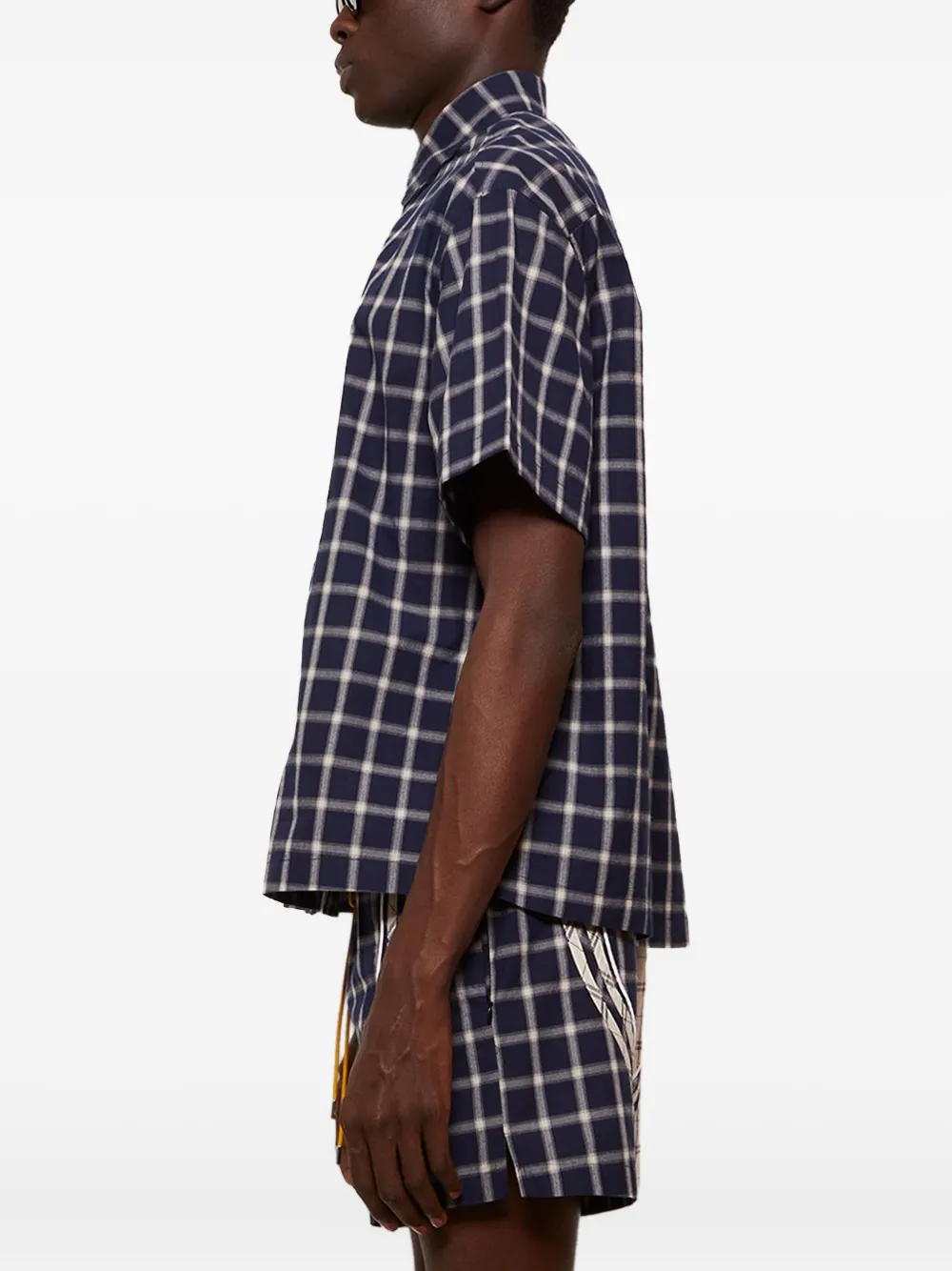RHUDE checked-pattern shirt Blauw