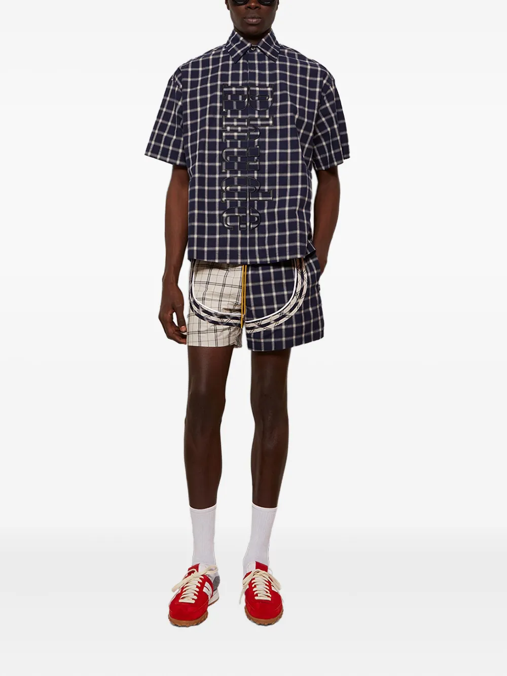 RHUDE checked-pattern shirt - Blauw