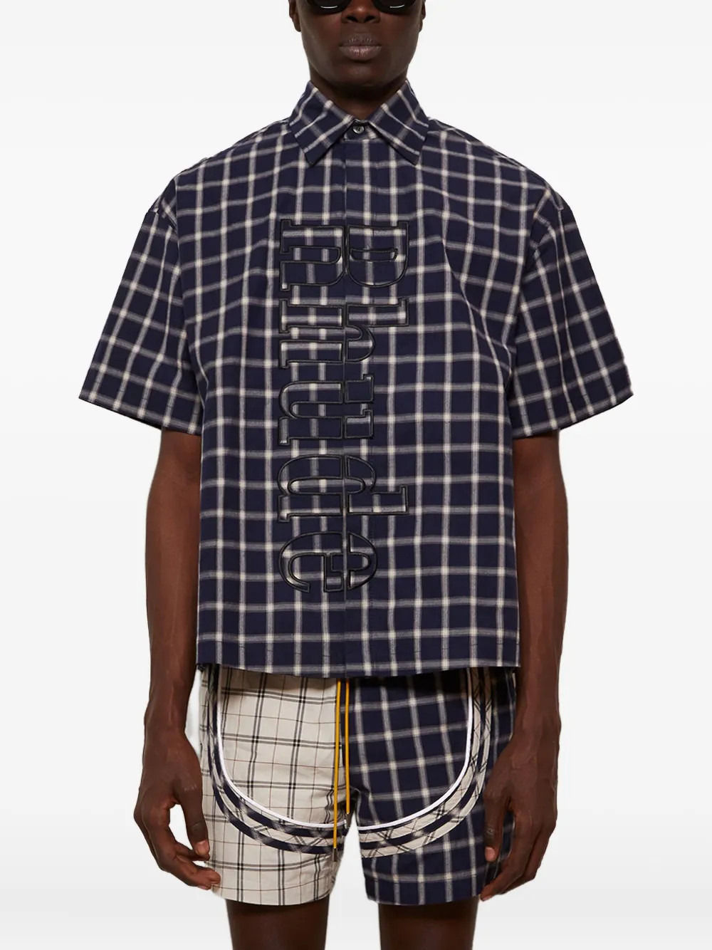 RHUDE checked-pattern shirt Blauw