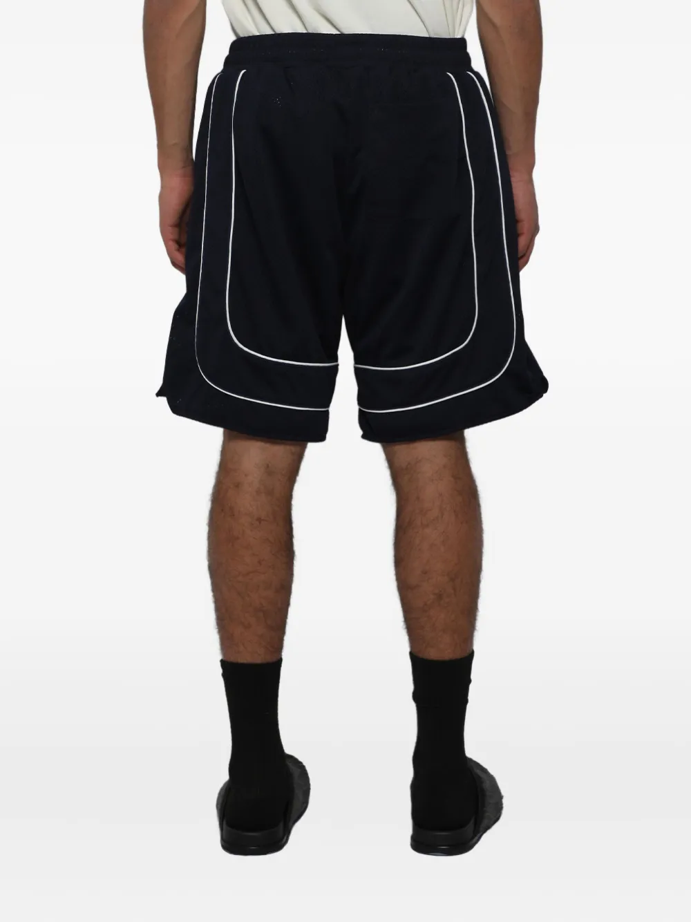 Rhude Collegiate Logo-print Mesh Shorts In Black