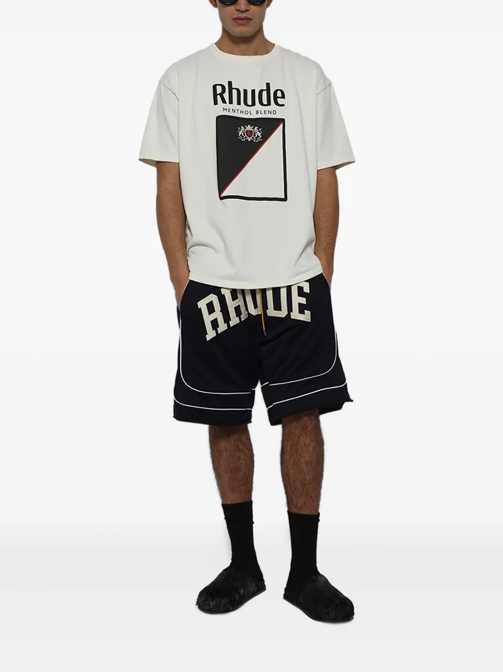 RHUDE Collegiate logo-print mesh shorts | Track & Running Shorts | Image 2
