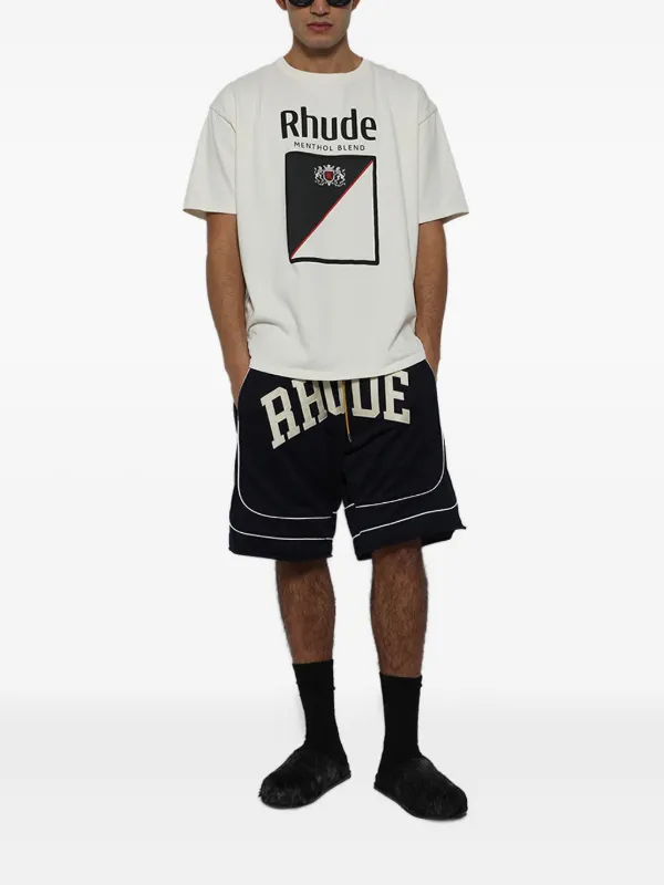 RHUDE Collegiate logo-print Mesh Shorts | Blue | FARFETCH