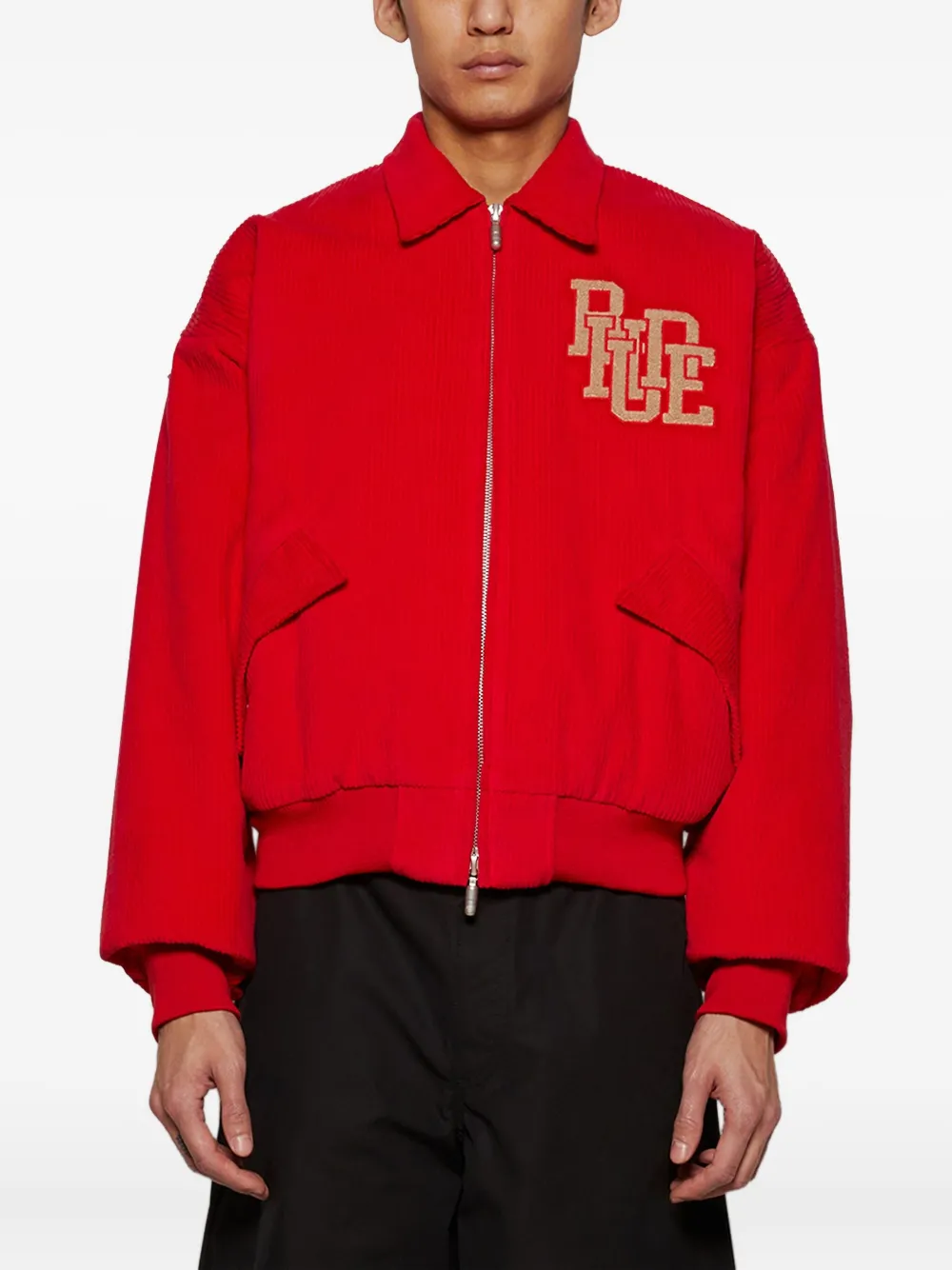 RHUDE Ribfluwelen jack met logodetail Rood