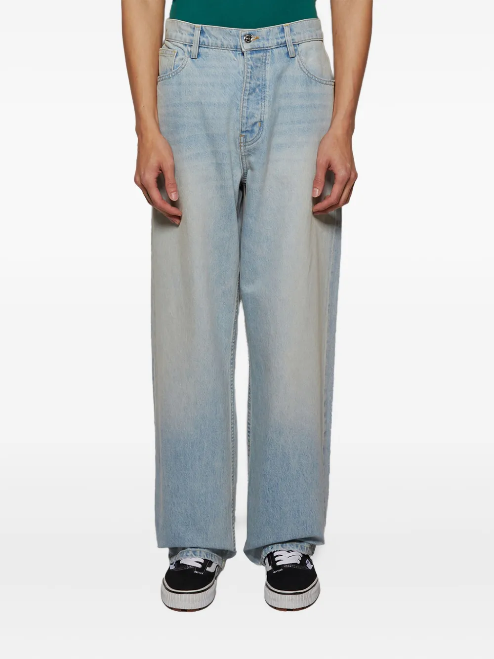 Nahmias Jeans met knoop- en ritssluiting Blauw