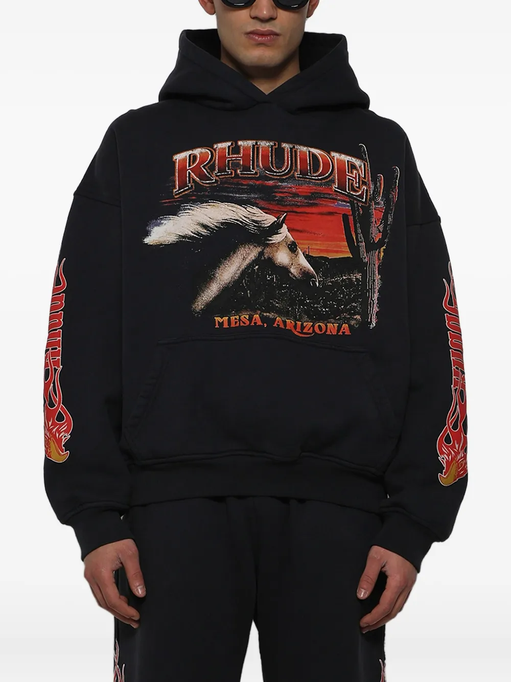 RHUDE Hoodie met print Zwart