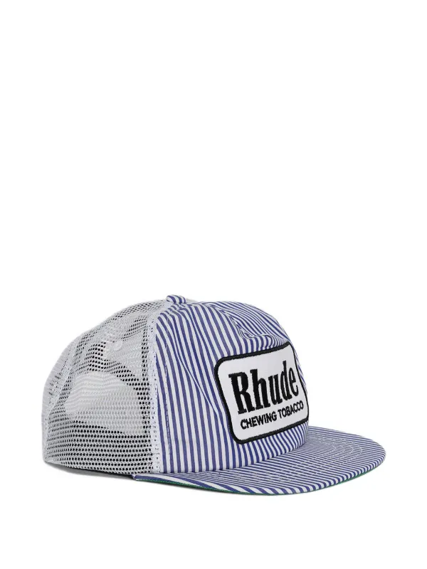 RHUDE Striped logo-patch Baseball Cap Blue FARFETCH GE