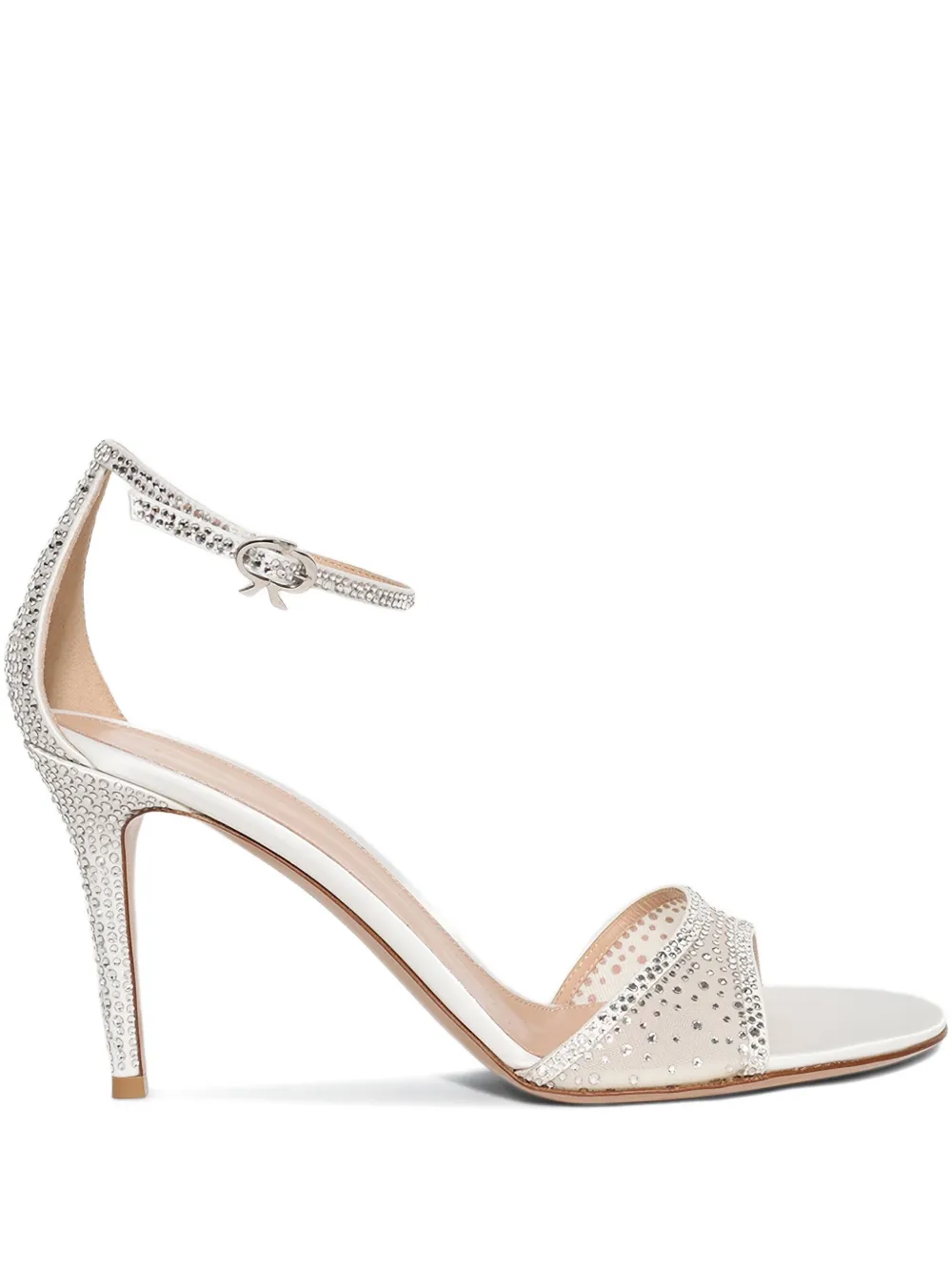Gianvito Rossi 85mm crystal-embellished ankle-strap sandals Wit