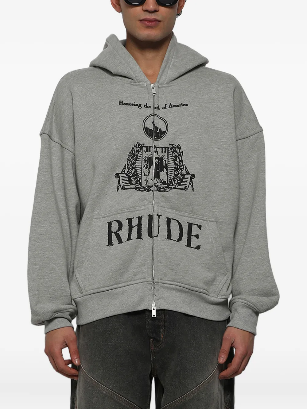 RHUDE Youth Of America zip-up Hoodie | Grey | FARFETCH