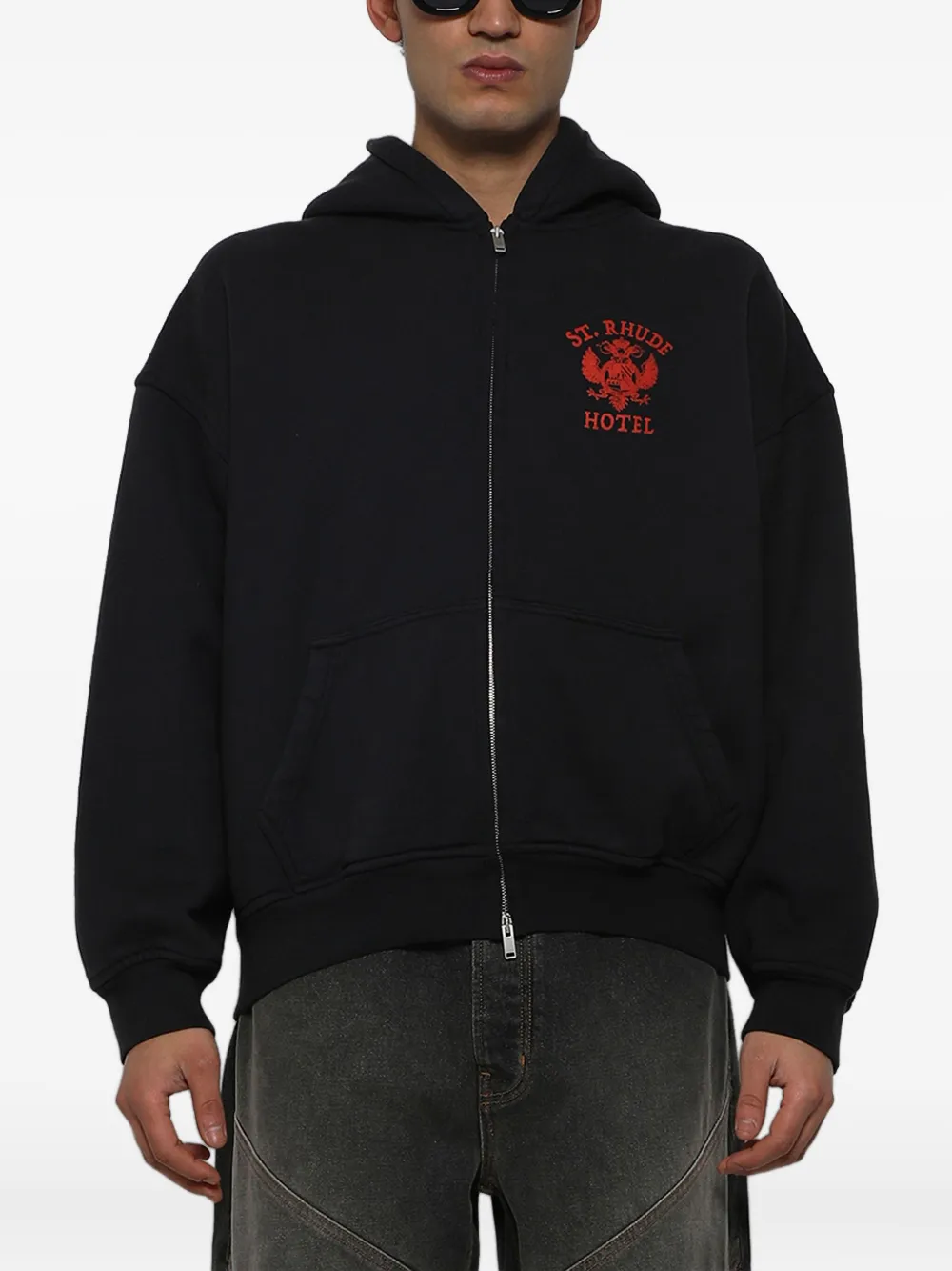 RHUDE St. hoodie met rits Zwart