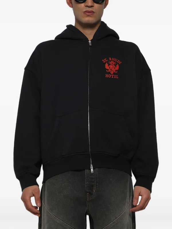 RHUDE ルード　ジップパーカー RHUDE St. Rhude zip-up Hoodie | Black | FARFETCH