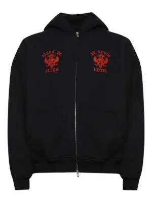 RHUDE logo-embroidered zip-up Hoodie | Black | FARFETCH UK