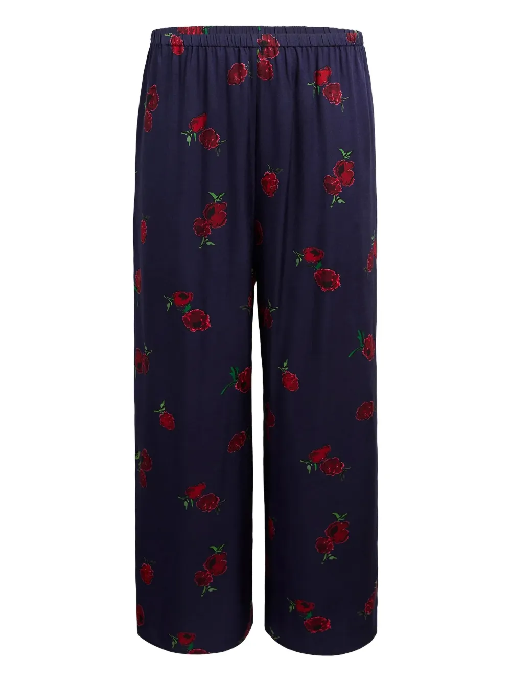 Khaite Mindy Printed Twill Wide-leg Pants In Blue