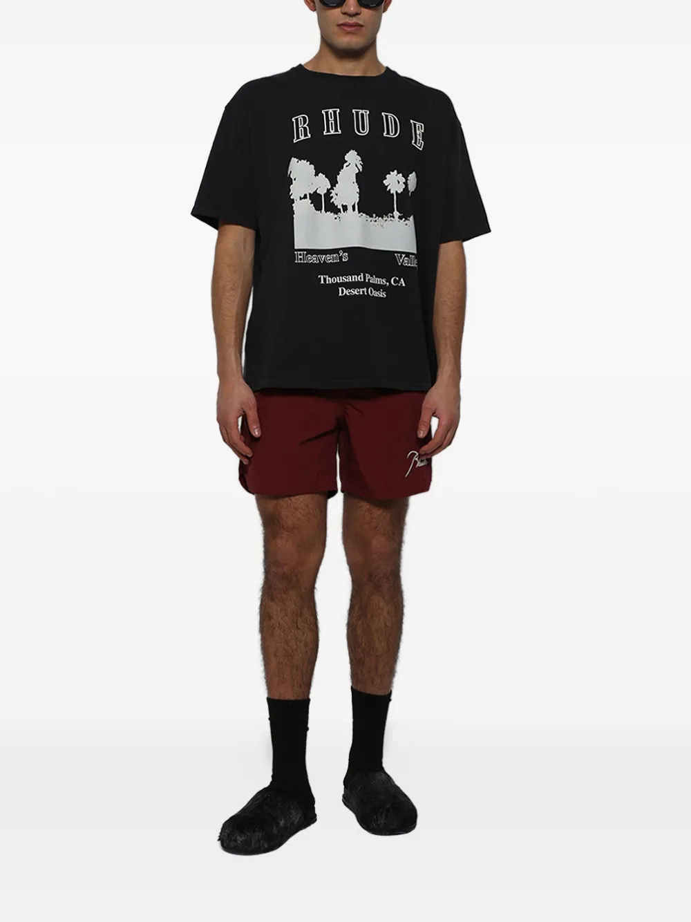 RHUDE Zwembroek met logo Rood