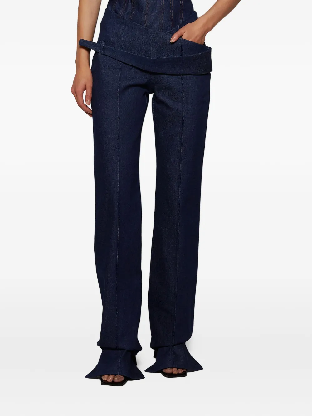 David Koma asymmetric-waist jeans - Blauw