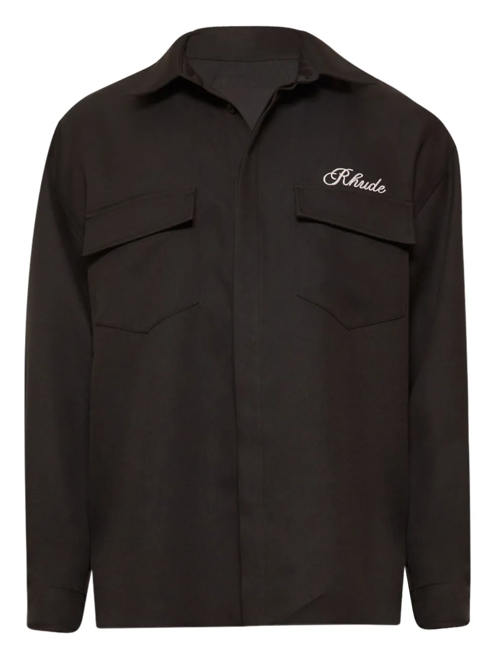 RHUDE embroidered-logo shirt Zwart