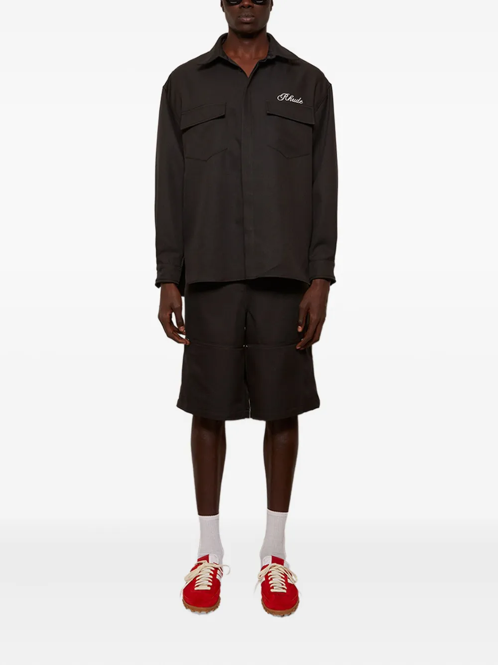 RHUDE embroidered-logo shirt - Zwart