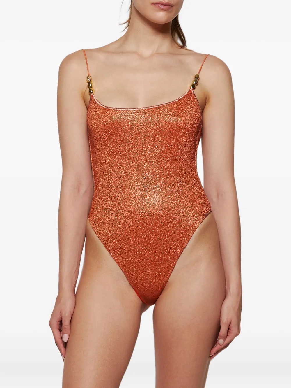 Oseree Glazed Lumiere Maillot Swimsuit In Orange