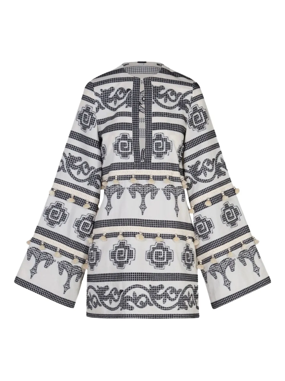 Johanna Ortiz Temple Embroidered-tassels Tunic In Neutral