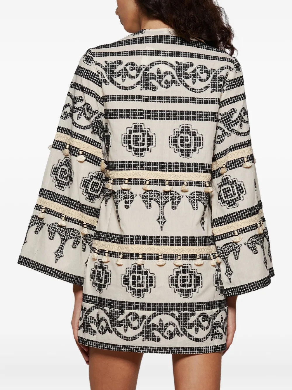 Johanna Ortiz Quetzalcalt Temple Long Sleeve Cotton Minidress In Multi