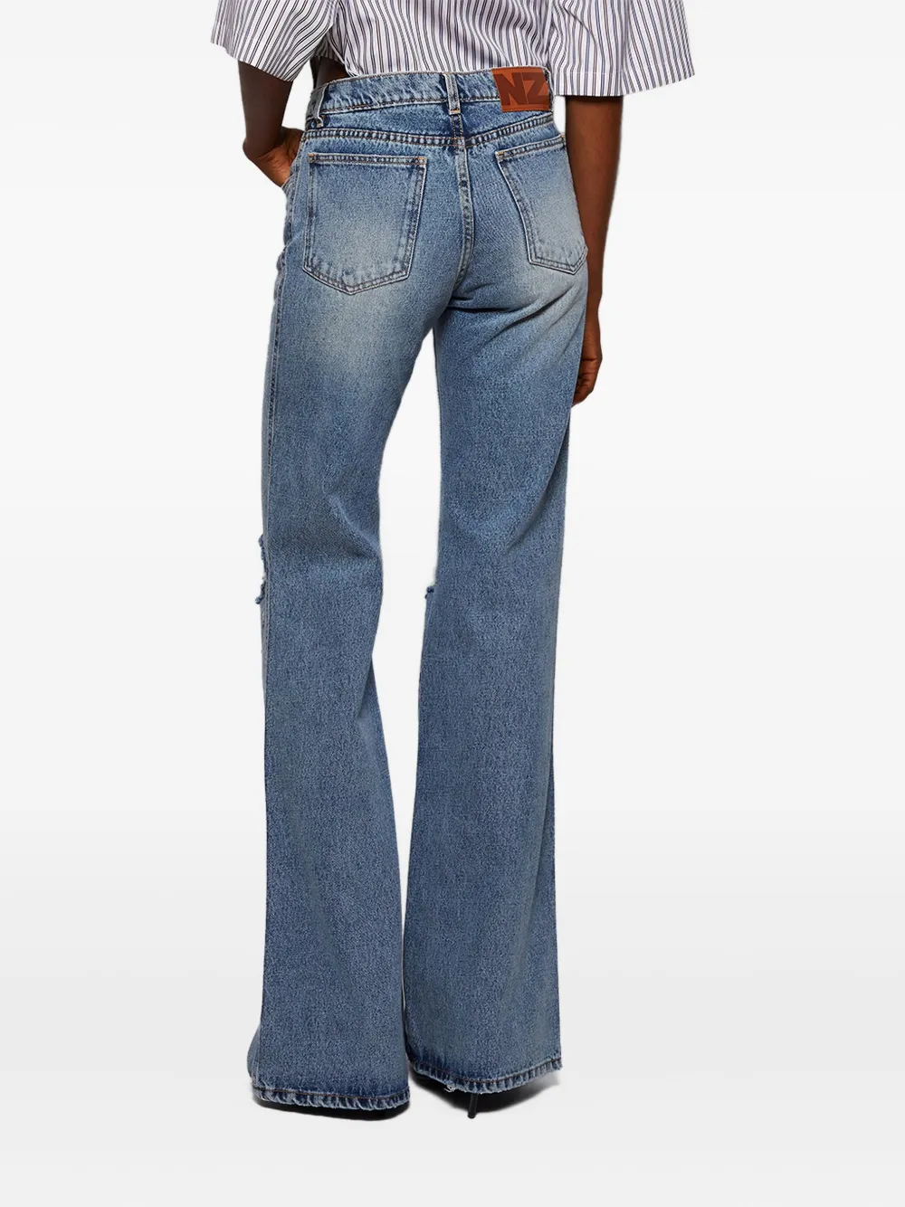 Natasha Zinko Gerafelde flated jeans Blauw