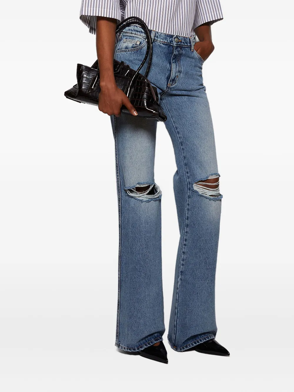 Natasha Zinko Gerafelde flated jeans Blauw