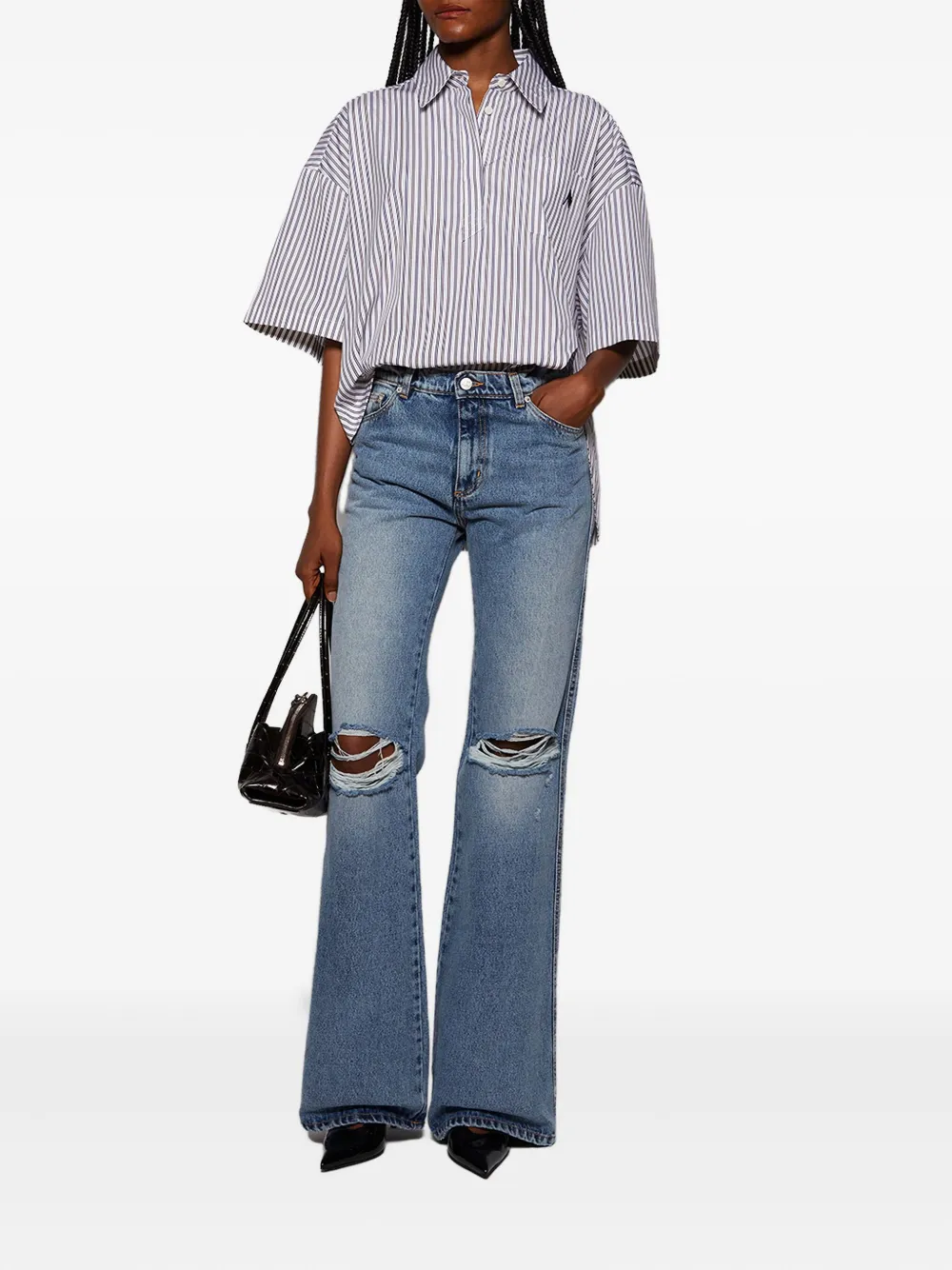  Natasha Zinko Distressed Flared Jeans - Blue 