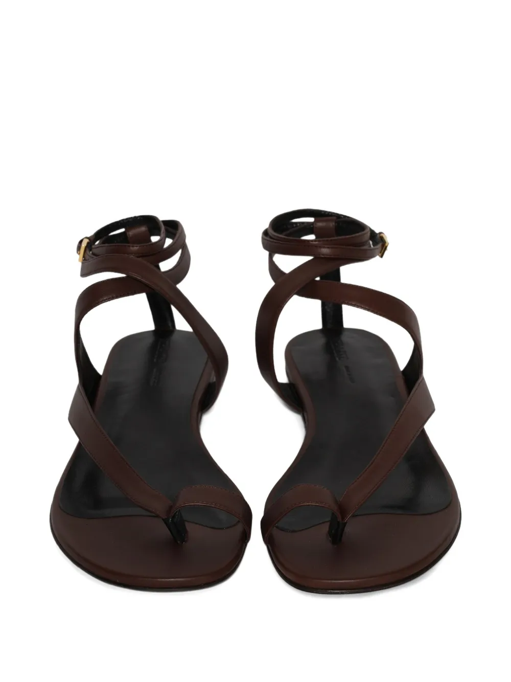 KHAITE Aimee ankle-wrap leather sandals Brown