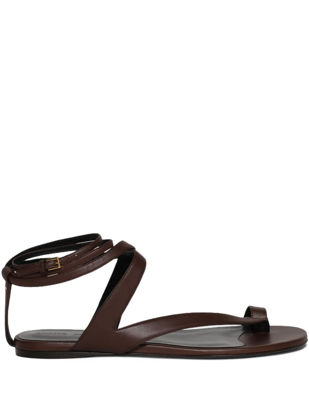 KHAITE Aimee ankle-wrap leather sandals Brown