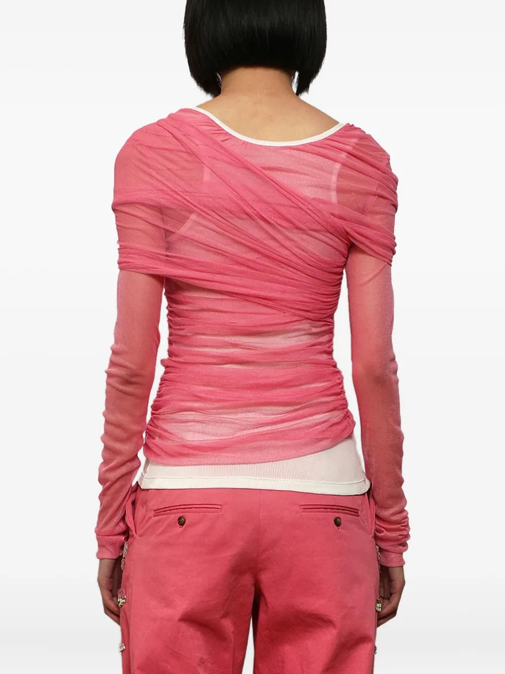 Christopher Esber Layered Tulle Top In Pink