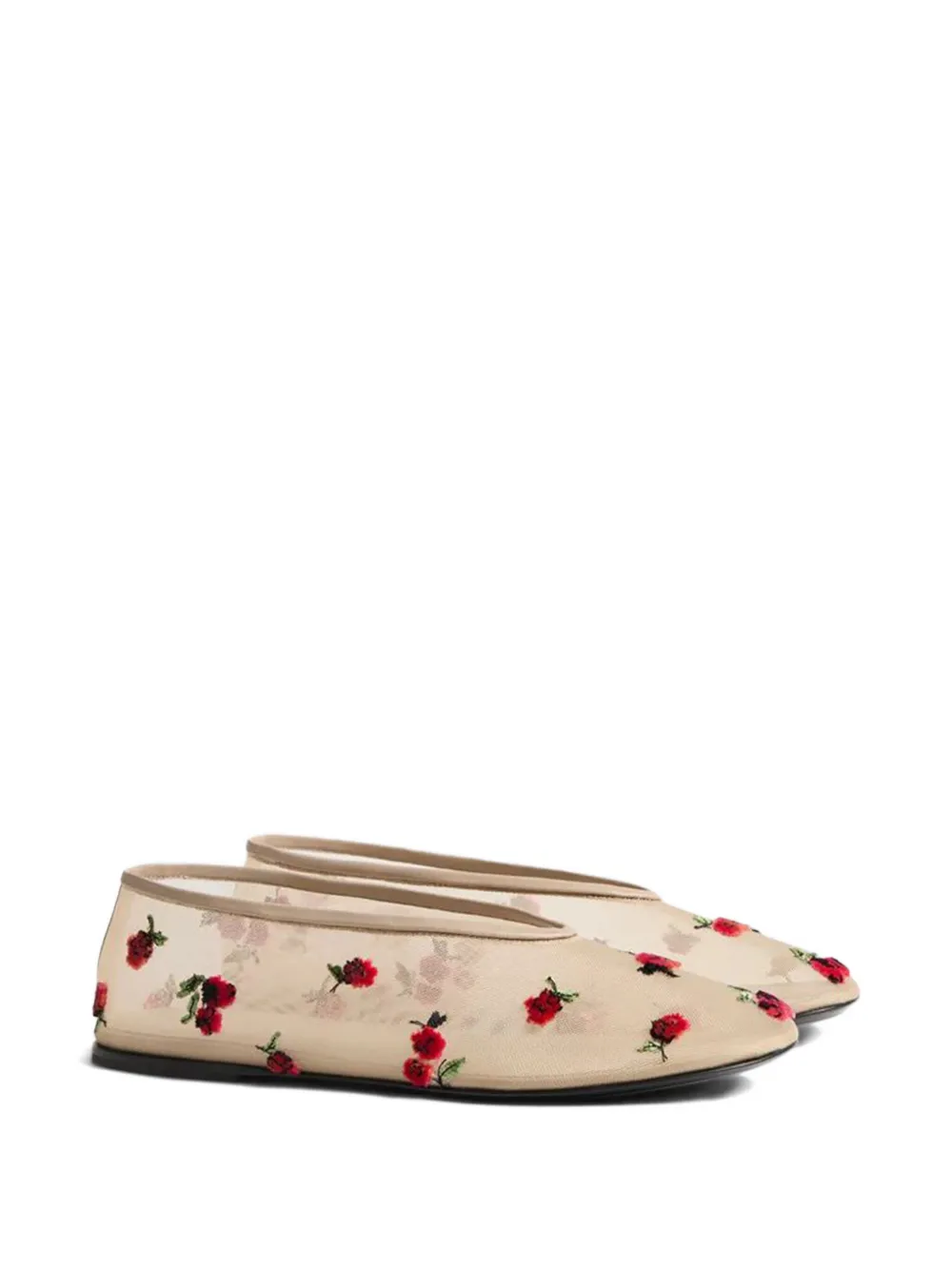 Khaite Marcy Raspberry-embroidered Flats In Pink