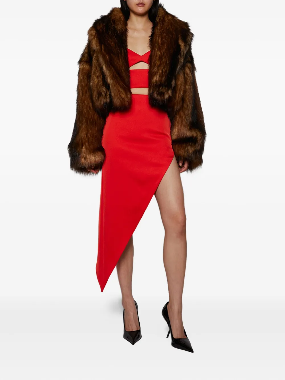 David Koma asymmetric skirt - Rood